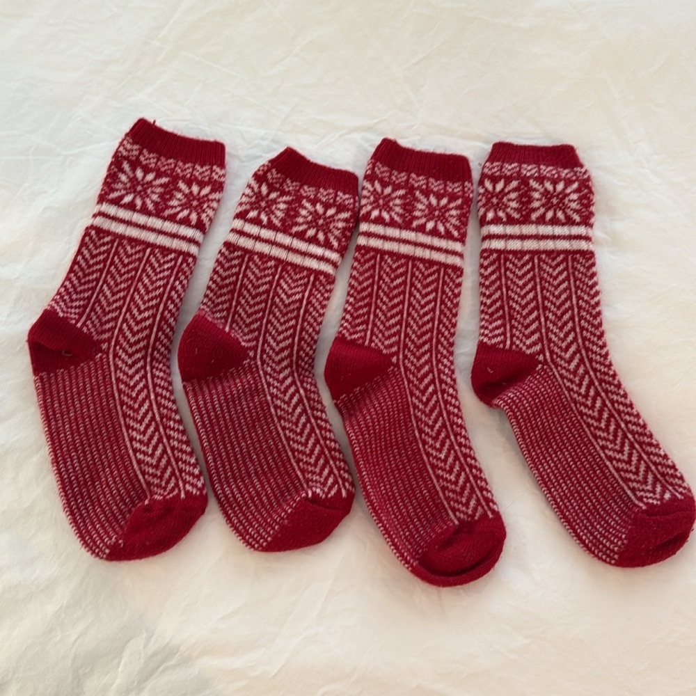 Red and white Patterned JCrew wool Socks - Picture 4 of 6
